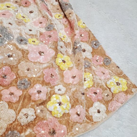 NWT Cider Beige Velvet Sequin Flowers Romantic Spring Strapless Mini Dress 3XL - Picture 6 of 16